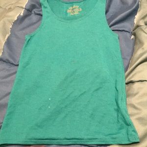 A teal tank top